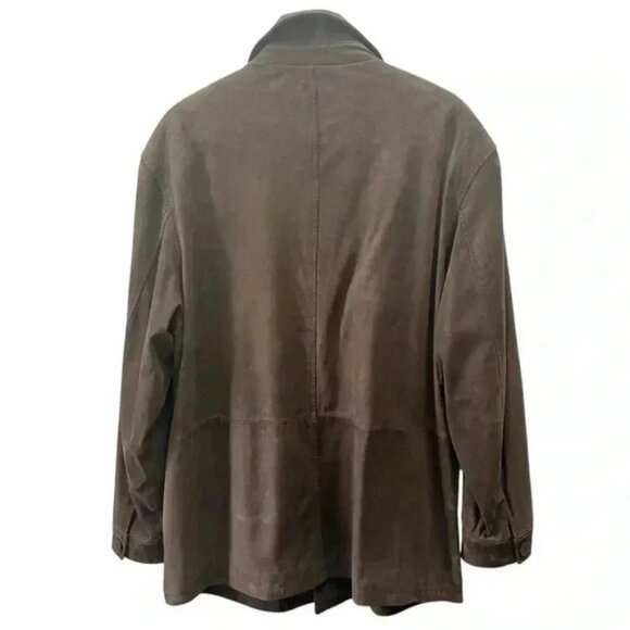 Vintage 90s Men’s Brown Suede Leather Jacket Oversized Size Large - Picture 2 of 15